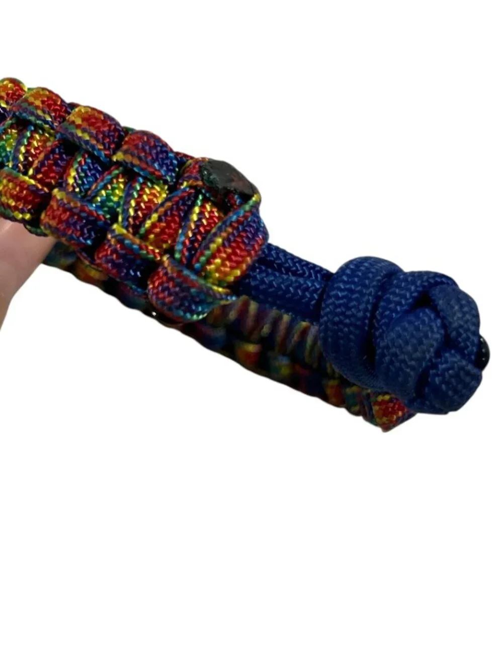 Rainbow Multicolor Paracord Bracelet Wide Woven Braided Knot Loop Closure